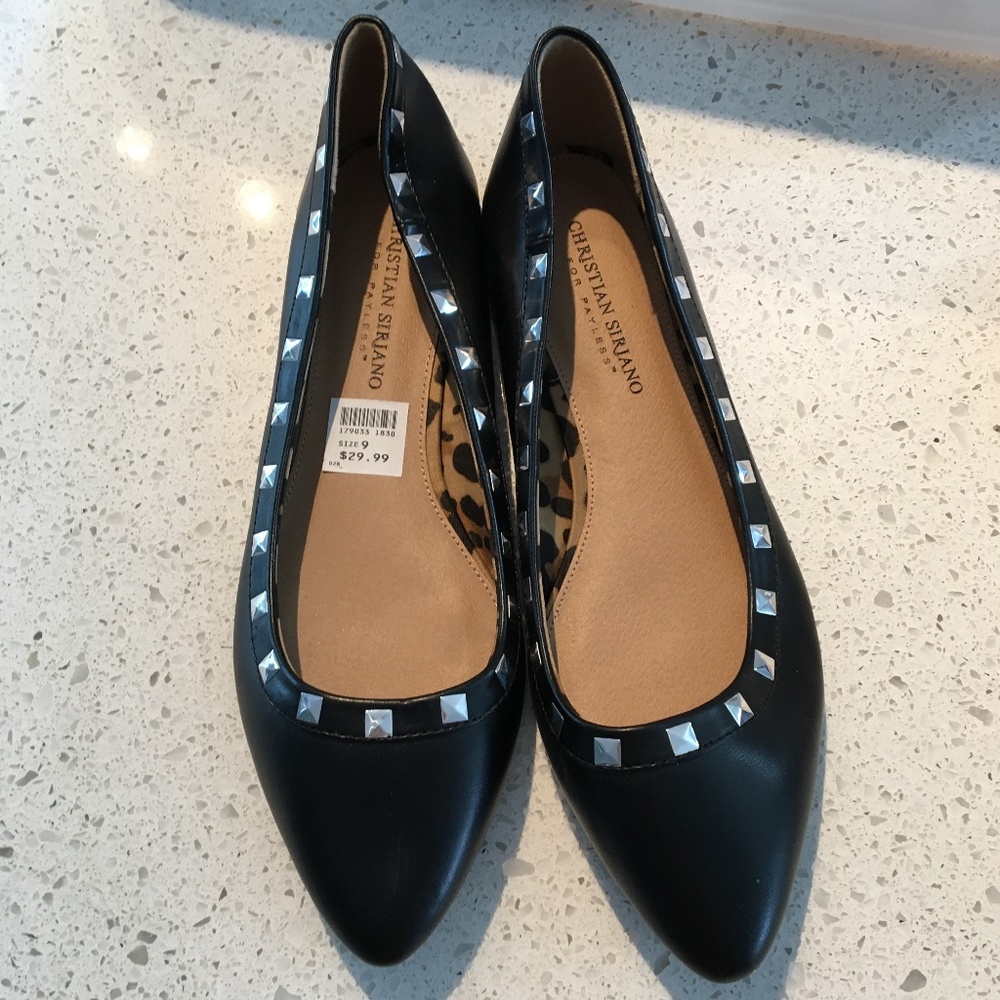 COPY - Christian Siriano Black Studded Flats